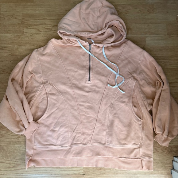 Free People oversized High Road Pullover size Small quarter-zip hoodie pink - Picture 7 of 9